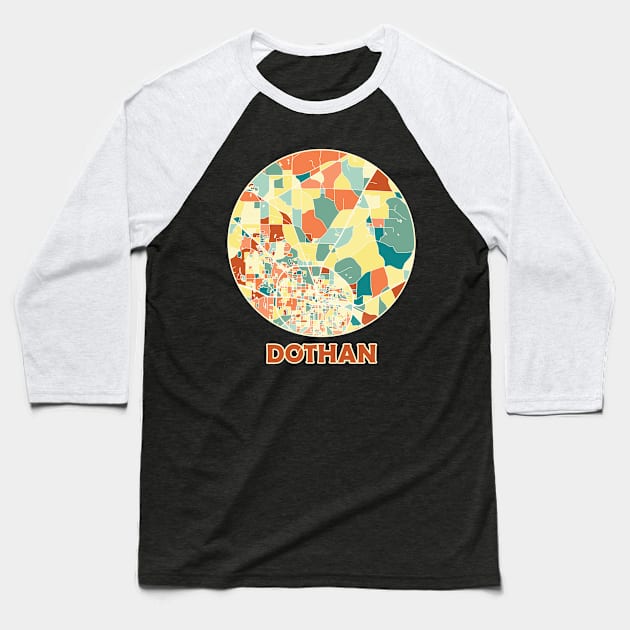 Dothan Alabama map in mozaique colors Baseball T-Shirt by SerenityByAlex